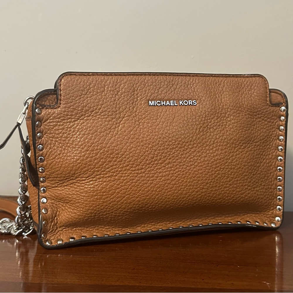 Michael Kors Astor Studded Leather Crossbody Bag